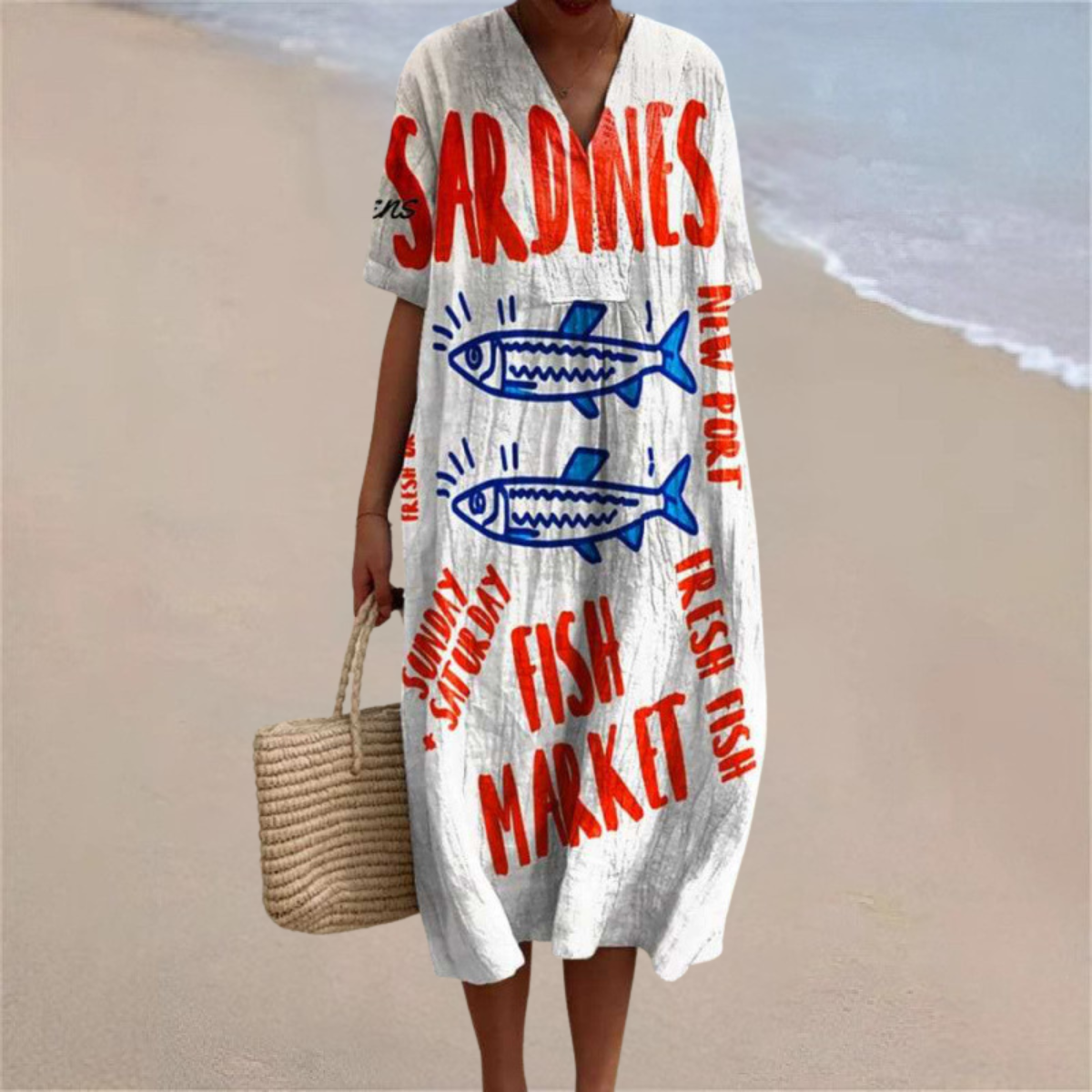 Marlowe™ | Fresh Market Sardine Print Summer Dress