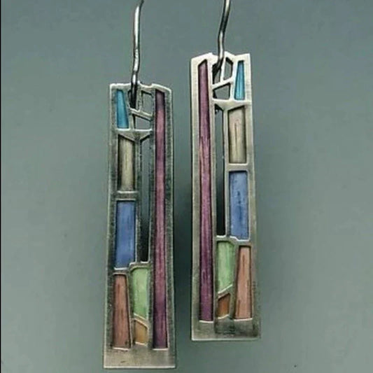 Vintage Earrings in Multicoloured Silver