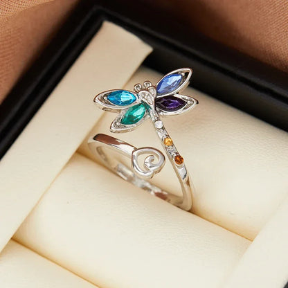 Vintage Dragonfly Adjustable Ring