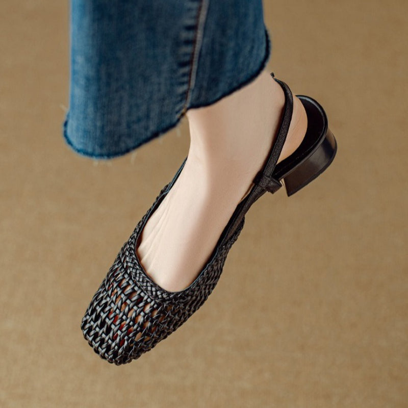 Renée™ Woven Square-Toe Heels Sandals