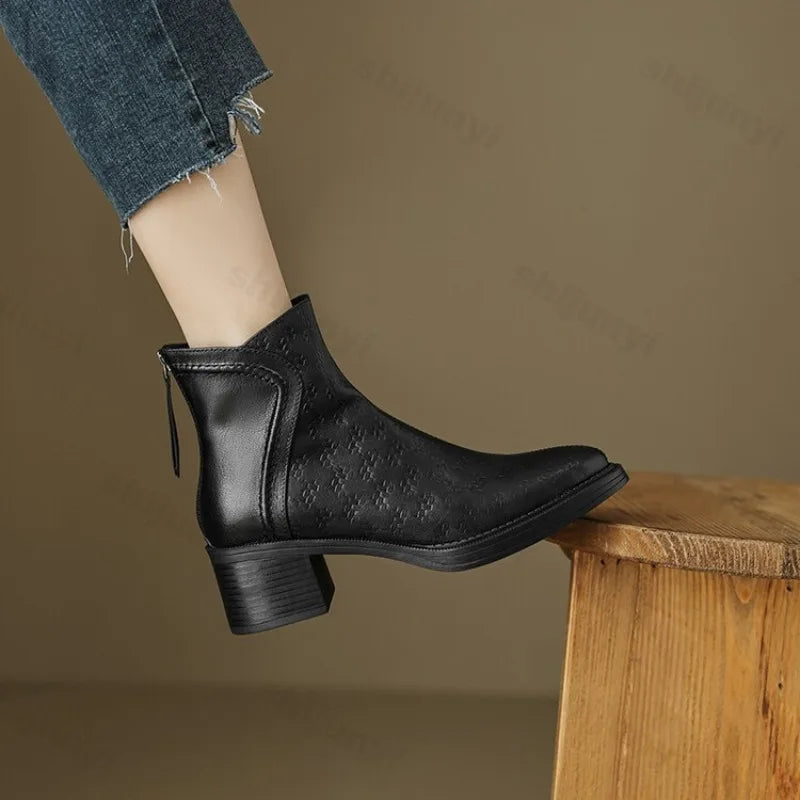 Margot™ Woven Vegan Leather Ankle Boots