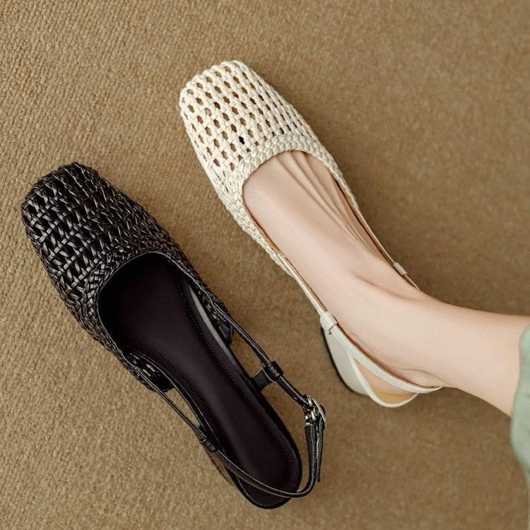 Renée™ Woven Square-Toe Heels Sandals