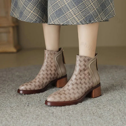 Margot™ Woven Vegan Leather Ankle Boots
