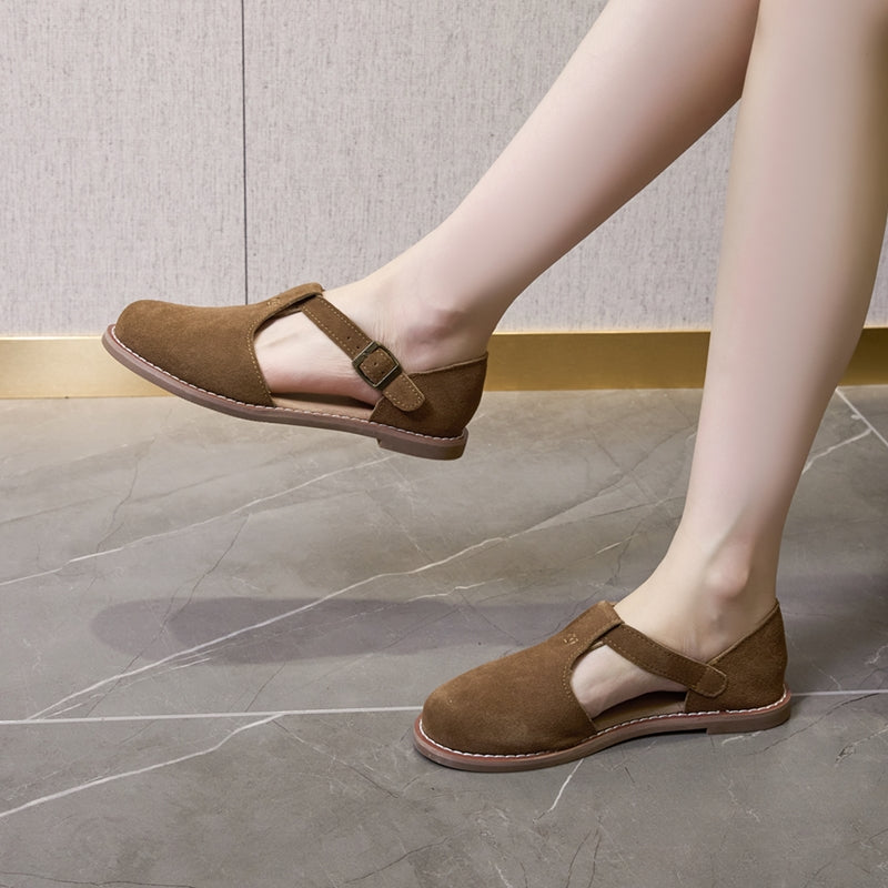 Margot™ Retro Leather Flats Sandals