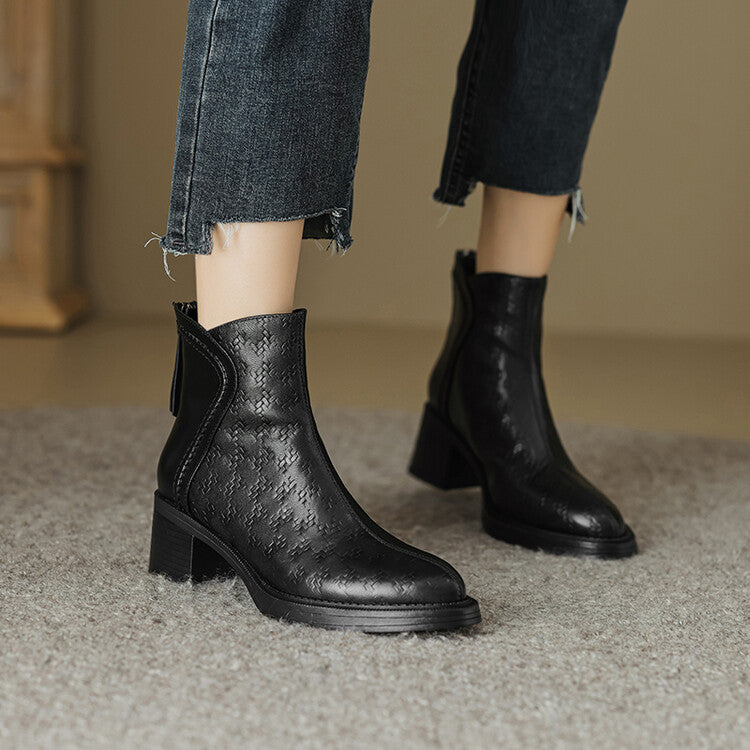 Margot™ Woven Vegan Leather Ankle Boots
