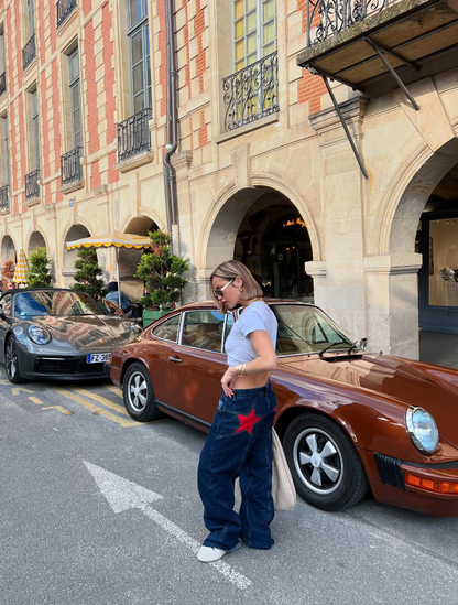 Star Jeans™ With Red Stars - Wide Leg 100% Cotton