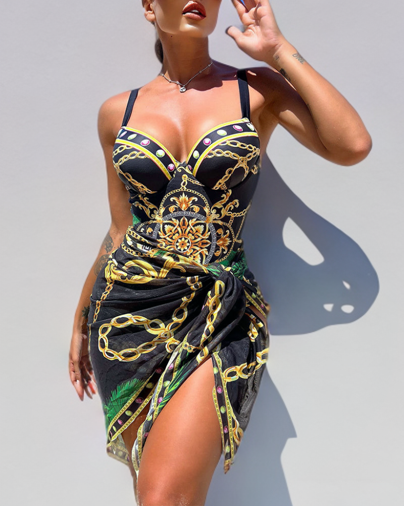 Grace® | One-piece swimsuit with push-up effect and matching beach skirt