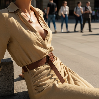 Aurette™ – Classic Belted Long Dress