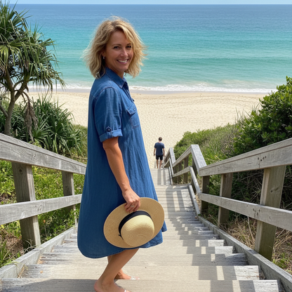 Maribel™ – Easygoing Denim Shirt Dress