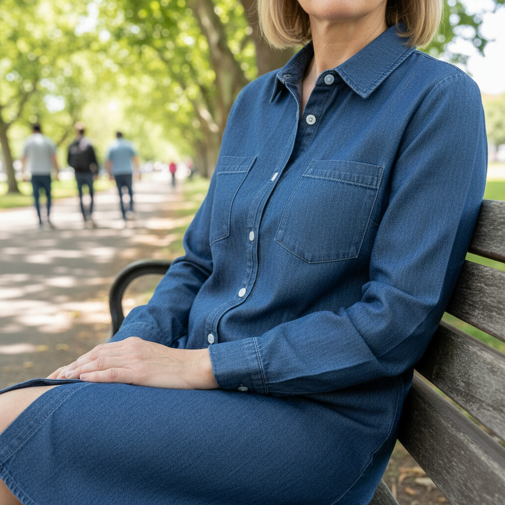 Liora™ – Denim Button Shirt Dress