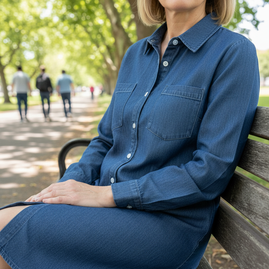 Liora™ – Denim Button Shirt Dress