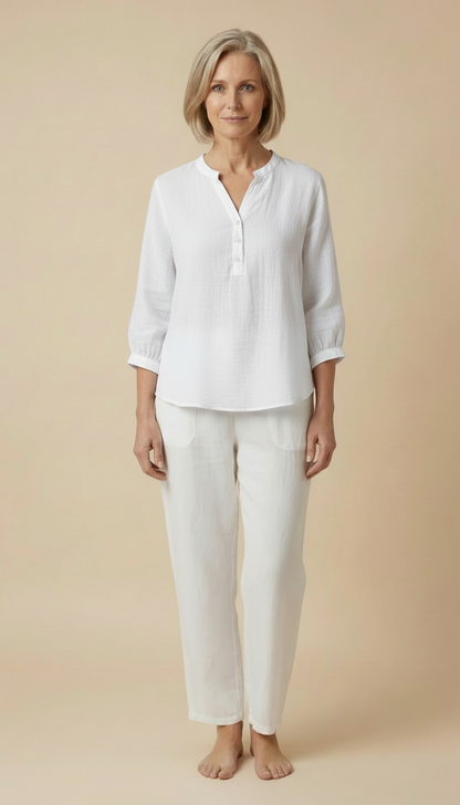 Grace™ - Relaxed Button Blouse  with Pleats