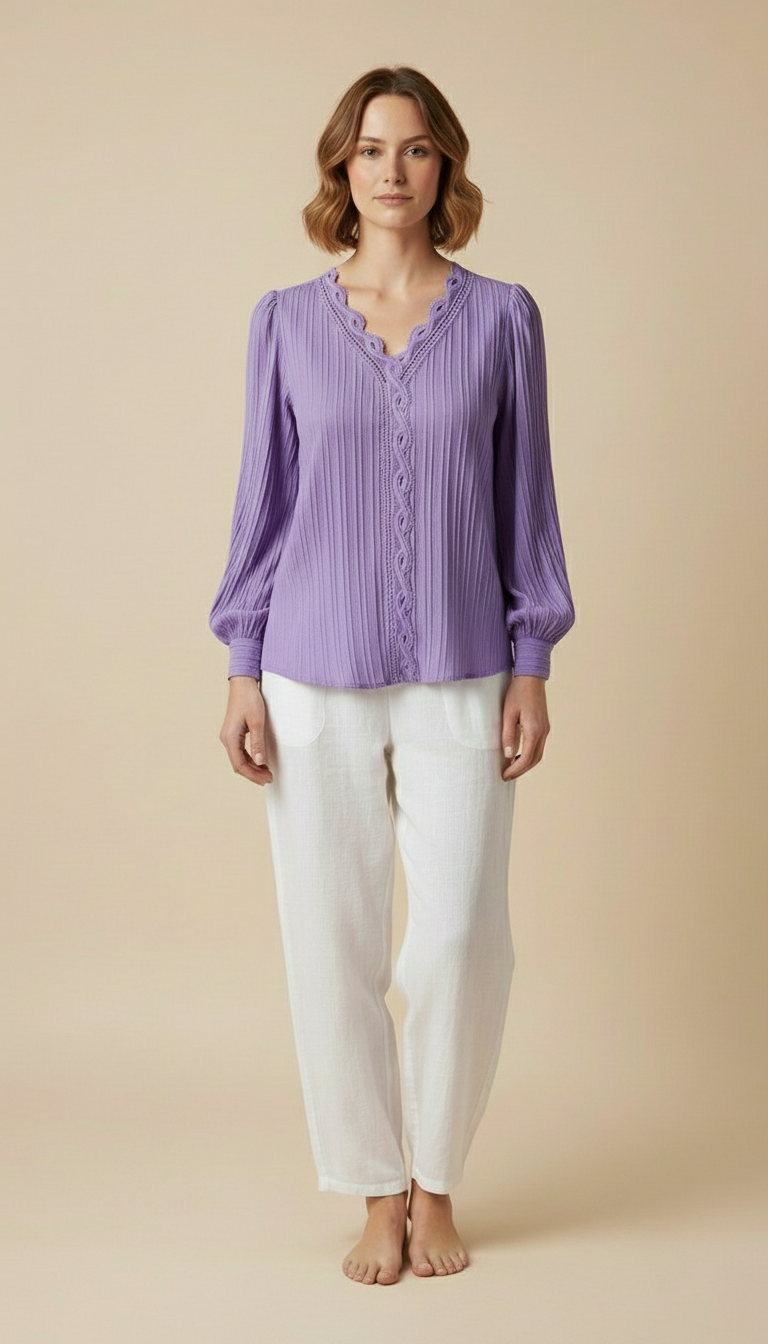 Soraya™ – Long-sleeve V-neck Blouse