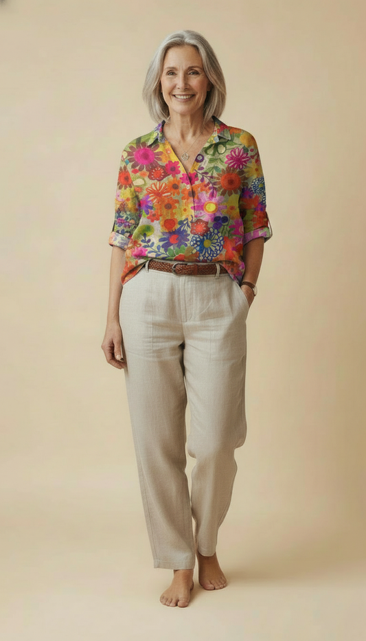 Joan™ - Vintage Floral Blouse With A Classic Silhouette