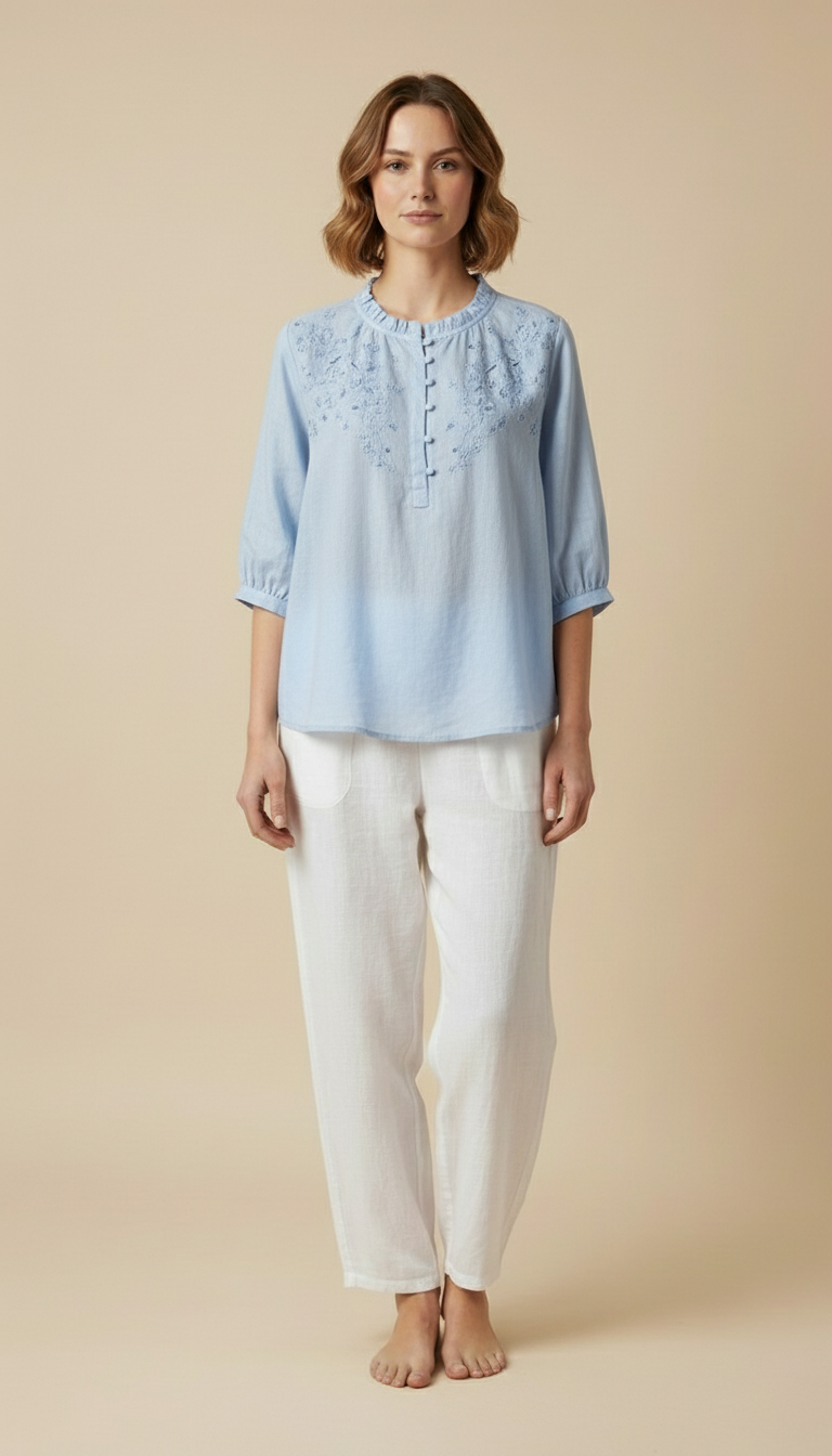 Virelle™ - Elegant Relaxed Cotton Summer Blouse