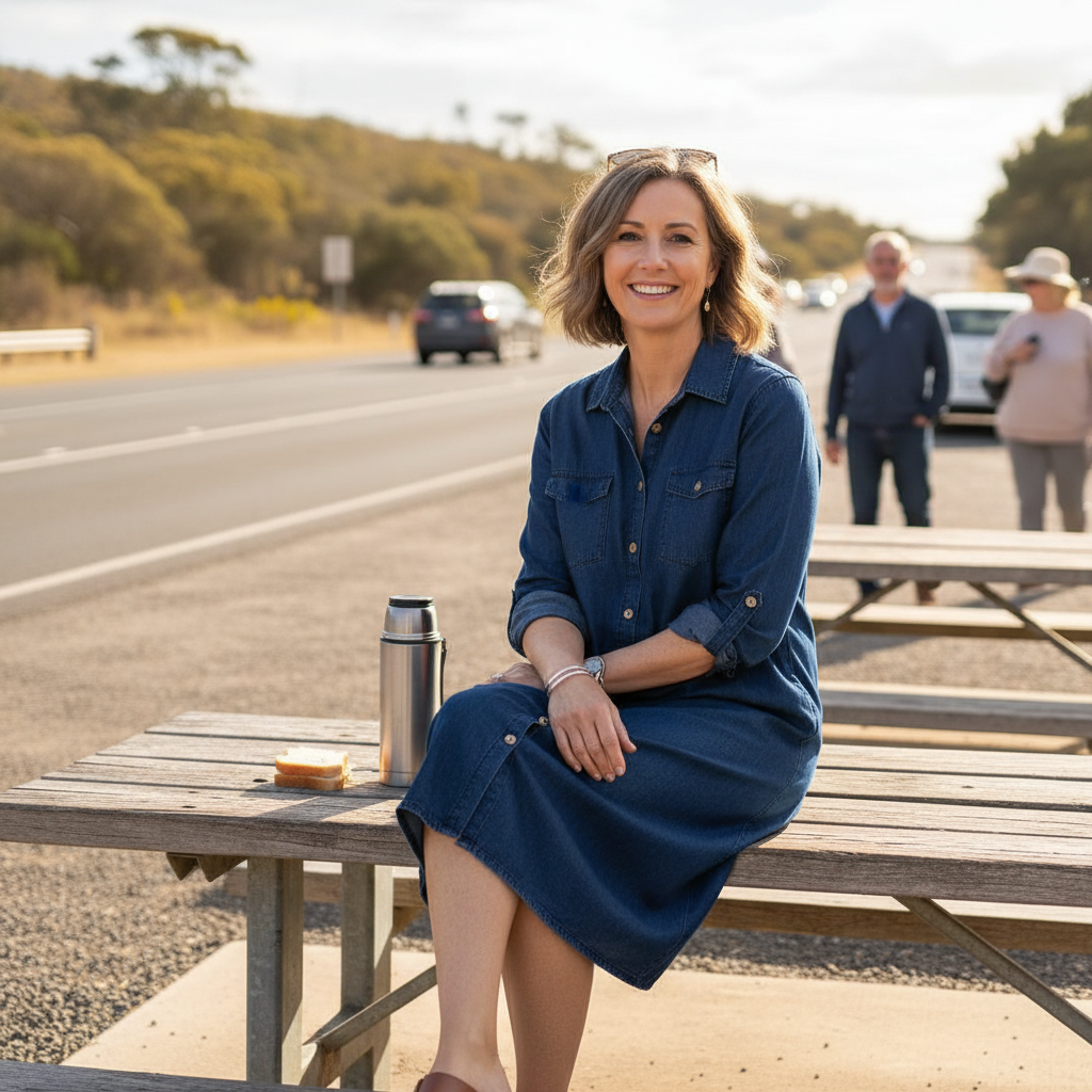 Brielle™ – Polo Neck Denim Shirt Dress