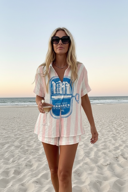 Silava – Short Summer Suit with Sardine Pattern