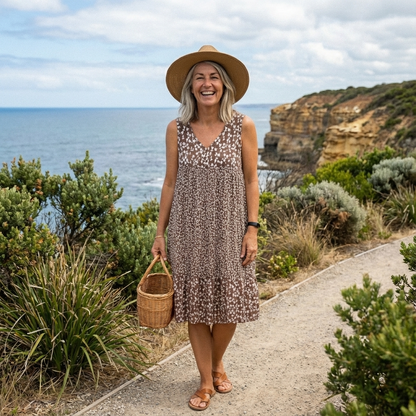 Ava™ – Sleeveless Floral V-Neck Dress