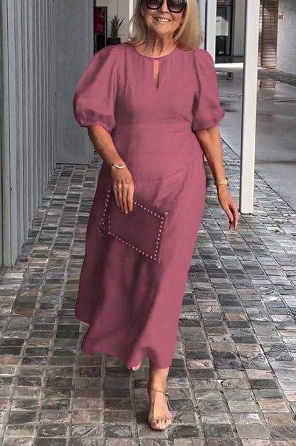 Maree | Elegant Puff-Sleeve Midi Dress