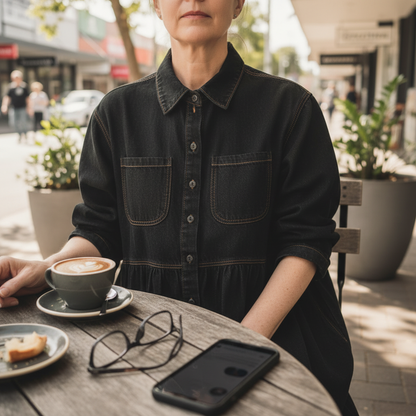 Arden™ – Loose-Fit Denim Shirt Dress