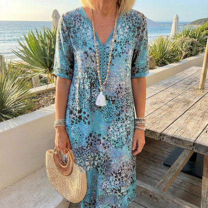 Sofia™ - Elegant Floral Midi Dress with Tummy Coverage