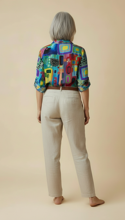 Edna™ - Elegant Geometric Print Blouse
