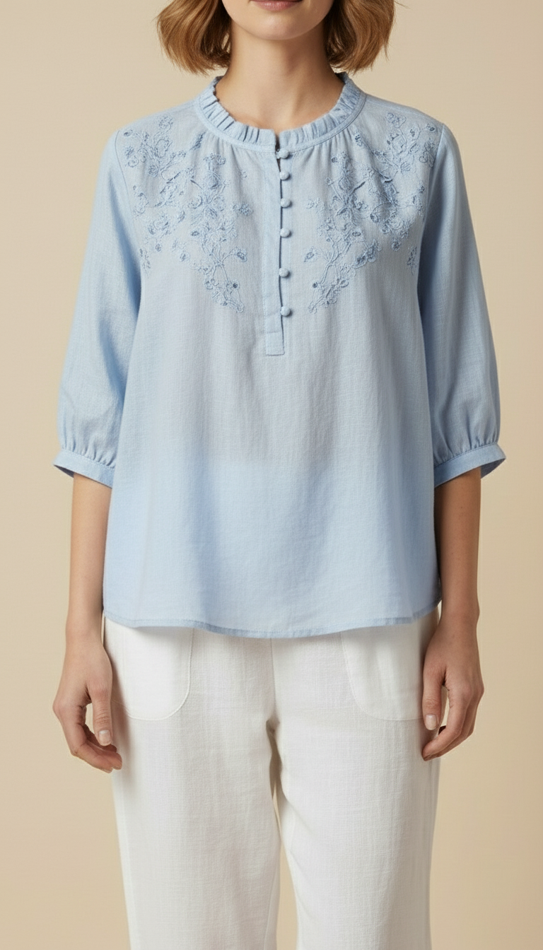 Virelle™ - Elegant Relaxed Cotton Summer Blouse