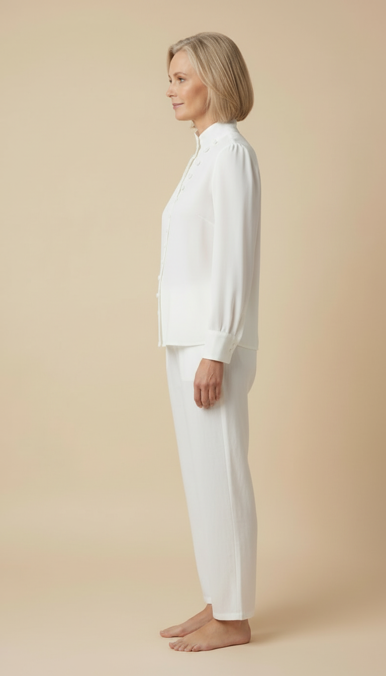 Cerelle™ - Elegant Button-front Top With Long Sleeves