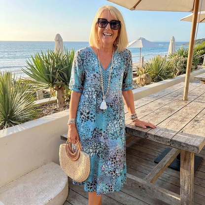 Sofia™ - Elegant Floral Midi Dress with Tummy Coverage