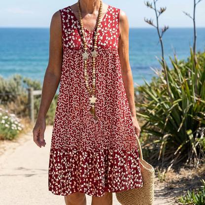 Ava™ – Sleeveless Floral V-Neck Dress