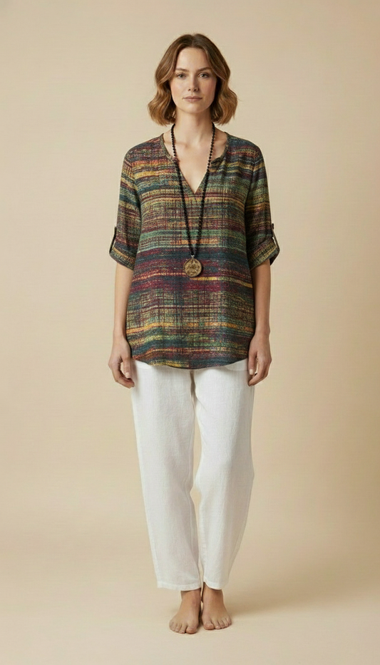 Maëlle™ - Vintage Inspired Blouse With Colorful Accents