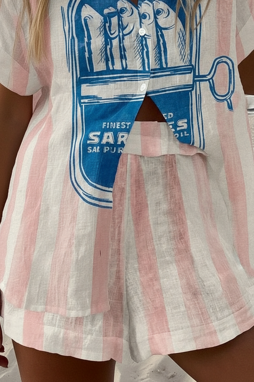 Silava – Short Summer Suit with Sardine Pattern