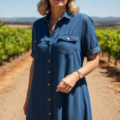 Calista™ – A-Line Denim Shirt Dress
