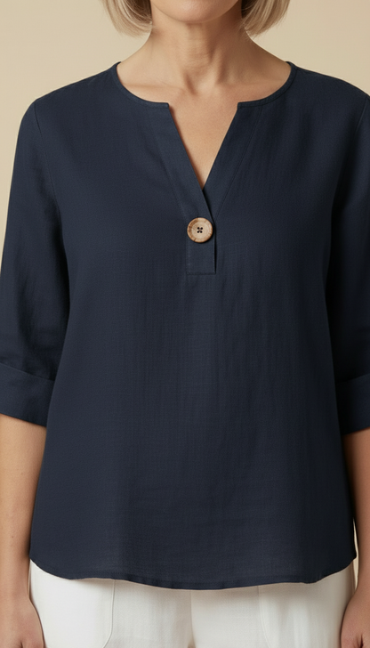 Janelle™ - Casual V-neck Tummy-cover Blouse