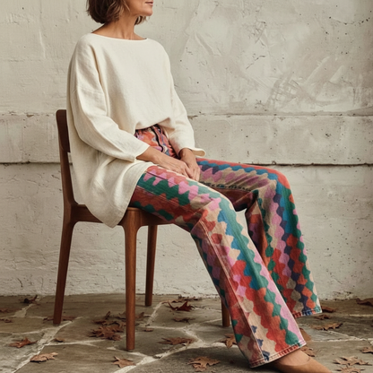 Livia™ - Boho Colourful Pattern Trousers