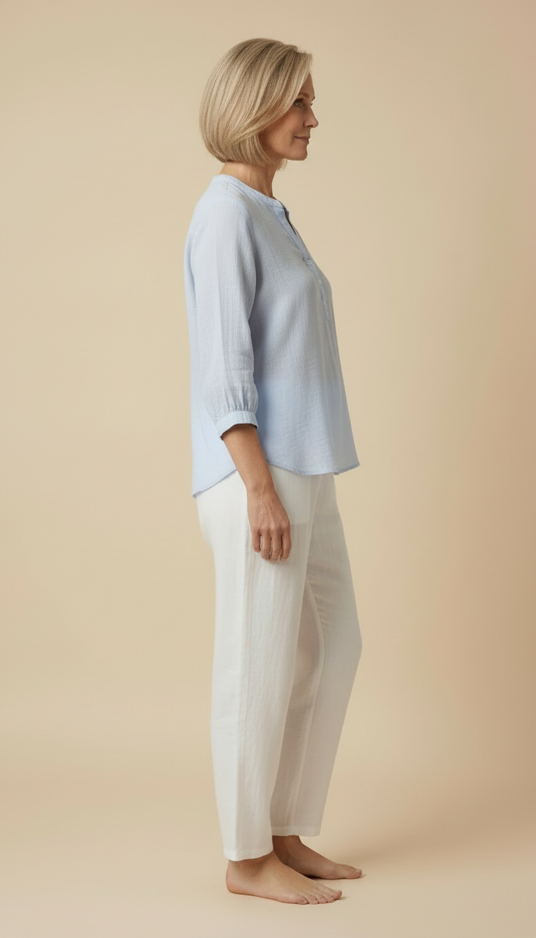 Grace™ - Relaxed Button Blouse  with Pleats