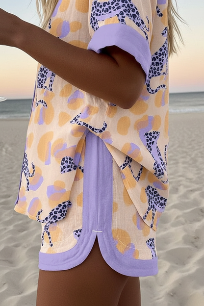 Reolia - Short Summer Suit in Leopard Print