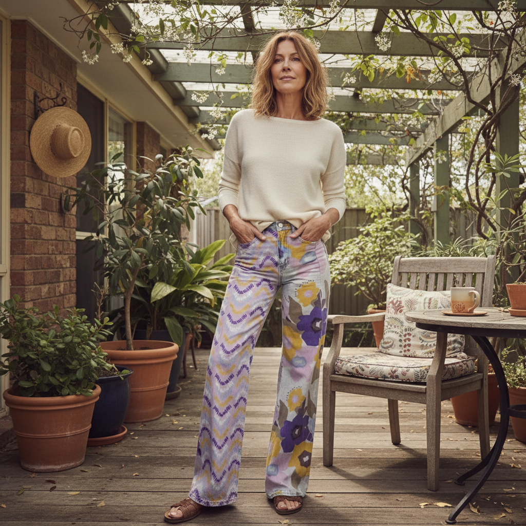 Valeria™ - Boho Art-Print Wide-Leg Pants