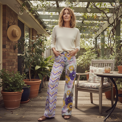 Valeria™ - Boho Art-Print Wide-Leg Pants