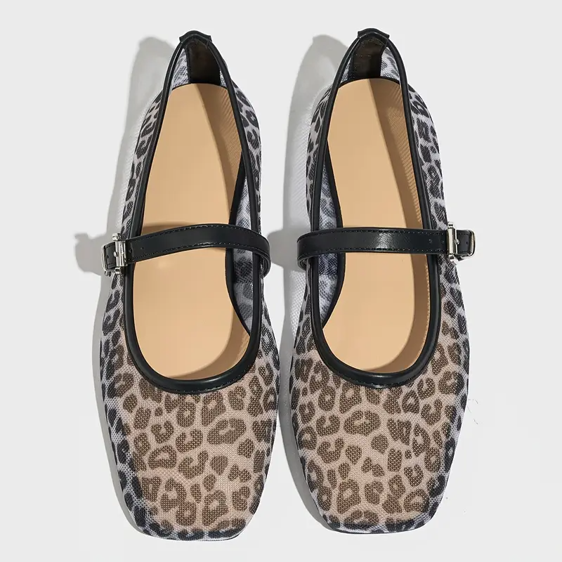 Mary Jane™ Leopard-Print Mesh Flats