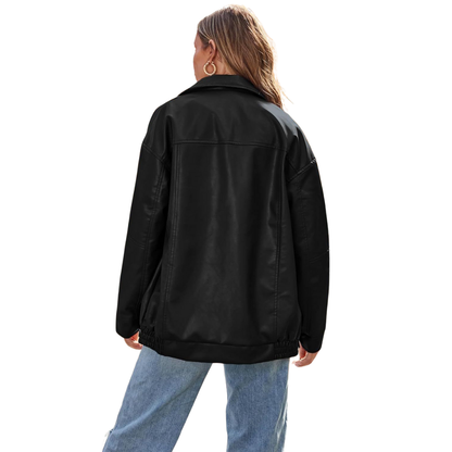 Freya™ - Oversized Faux Leather Zip Jacket