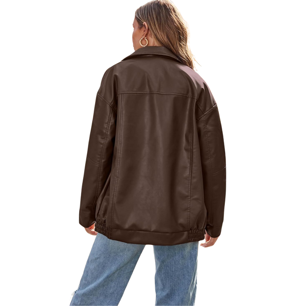 Freya™ - Oversized Faux Leather Zip Jacket