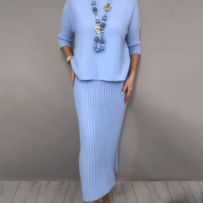 Matilda™ – Elegant Knit Sweater & Midi Skirt 2-Piece Set