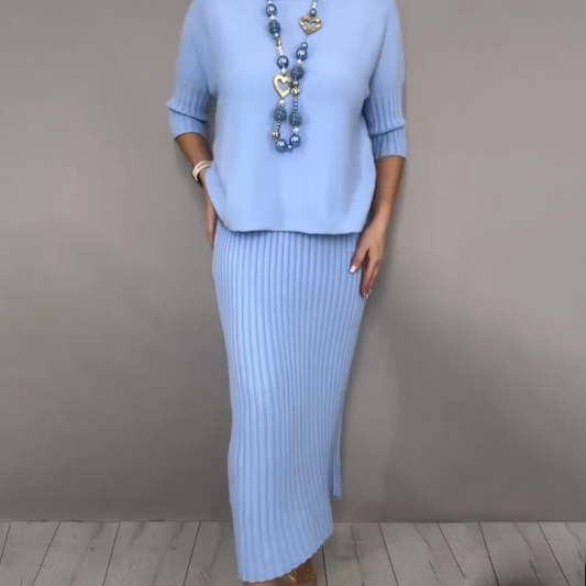 Matilda™ – Elegant Knit Sweater & Midi Skirt 2-Piece Set